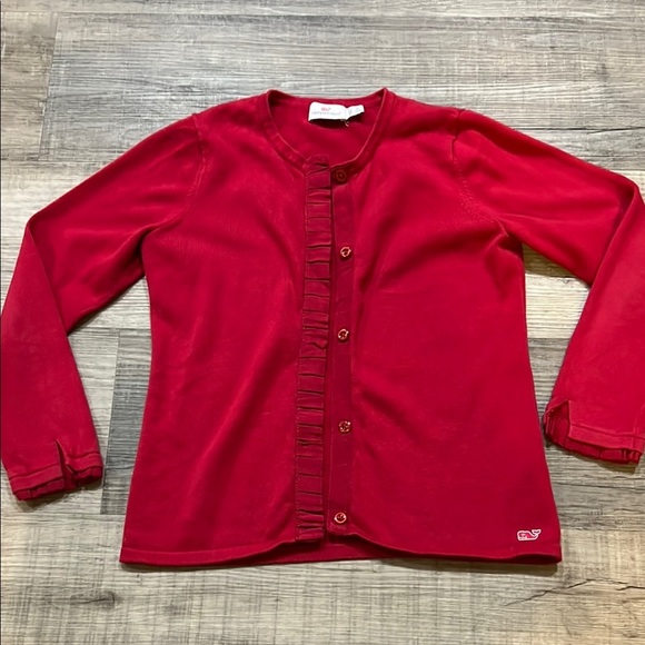 Vineyard Vines Red lightweight cardigan girls size 7-8 - Picture 2 of 8